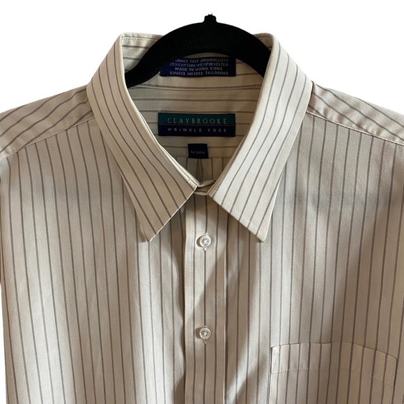 Claybrooke Oxford Stripe Broadcloth Long Sleeve Button Down Wrinkle Free Shirt - Picture 10 of 12